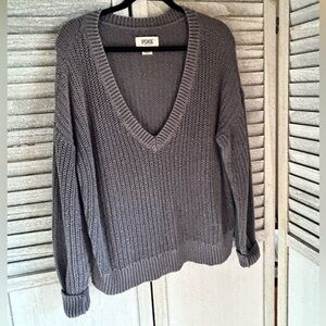 PINK Victoria’s Secret Oversized V-Neck Sweater Grey Woman’s Medium Juniors